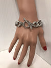 Wide Silver Cuban Link Toggle Clasp Bracelet