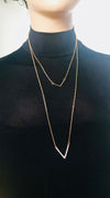 Long Gold double layer arrow necklace with rhinestone