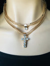 GOLD LINK NECKLACE CROSS