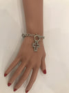 Silver  hollow cross charm bracelet