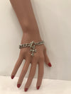 Silver patonce cross charm bracelet