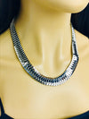 silver wide herringbone necklace