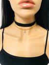 Black rhinestone choker with gold chain