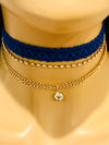 Blue rhinestone choker set