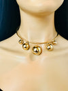 Gold choker with gold balls