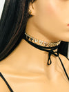 Gold rhinestone heart wrap string choker