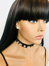 Black leather like choker with Large rhinestone gold hardware