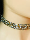 Gold rhinestone cluster stone choker