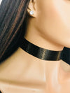 Black ribbon choker with gold fade design