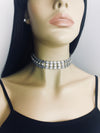 Silver metal link rhinestone choker