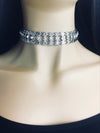 Silver metal link rhinestone choker