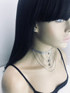 Silver mesh layer choker with chains and stones