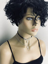 Black choker set with silver hardware