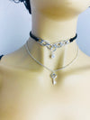 Black choker set with silver hardware