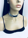 Kim K Plastic silver plate link choker