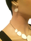 Gold cream circle necklace set
