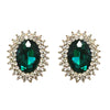 Oval Green Crystal Studs