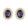 Oval Purple Crystal Studs