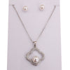 White Gold Plated Pearl CZ Necklace