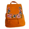 Mustard Embroidered Flower Backpack