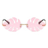 Pink Leaf Shape Rimless Sunglasses