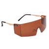 Brown Rimless Square Visor Sunglasses