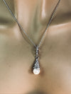 Silver Pearl necklace with rhinestone