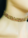 Gold Multi Color Rhinestone Choker