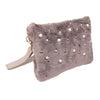 Gray Fur Pearl Stud Clutch