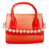 Red Croc Flap Satchel Handbag