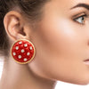 Red Quilted Metal Studs