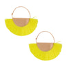 Neon Yellow Fan Tassel Hoops