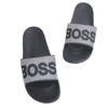 Size 12 Silver BOSS Black Slides