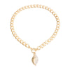 Gold Curved Oval Pave Charm Necklace