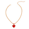 Gold Chain 3D Red Heart Necklace