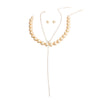 Gold Ball and Y Rhinestone Necklace