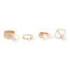 Cream and Gold Pearl Midi Ring Set