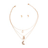 Gold 3 Layer Chain Moon Necklace