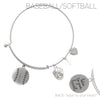 Burnished Silver Baseball Charm Bangle