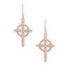 Gold CZ Celtic Cross Fish Hook Earrings