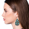 Faux Fur Green Leopard Teardrop Earrings