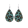 Faux Fur Green Leopard Teardrop Earrings