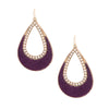 Genuine Leather Purple Teardrop Earrings